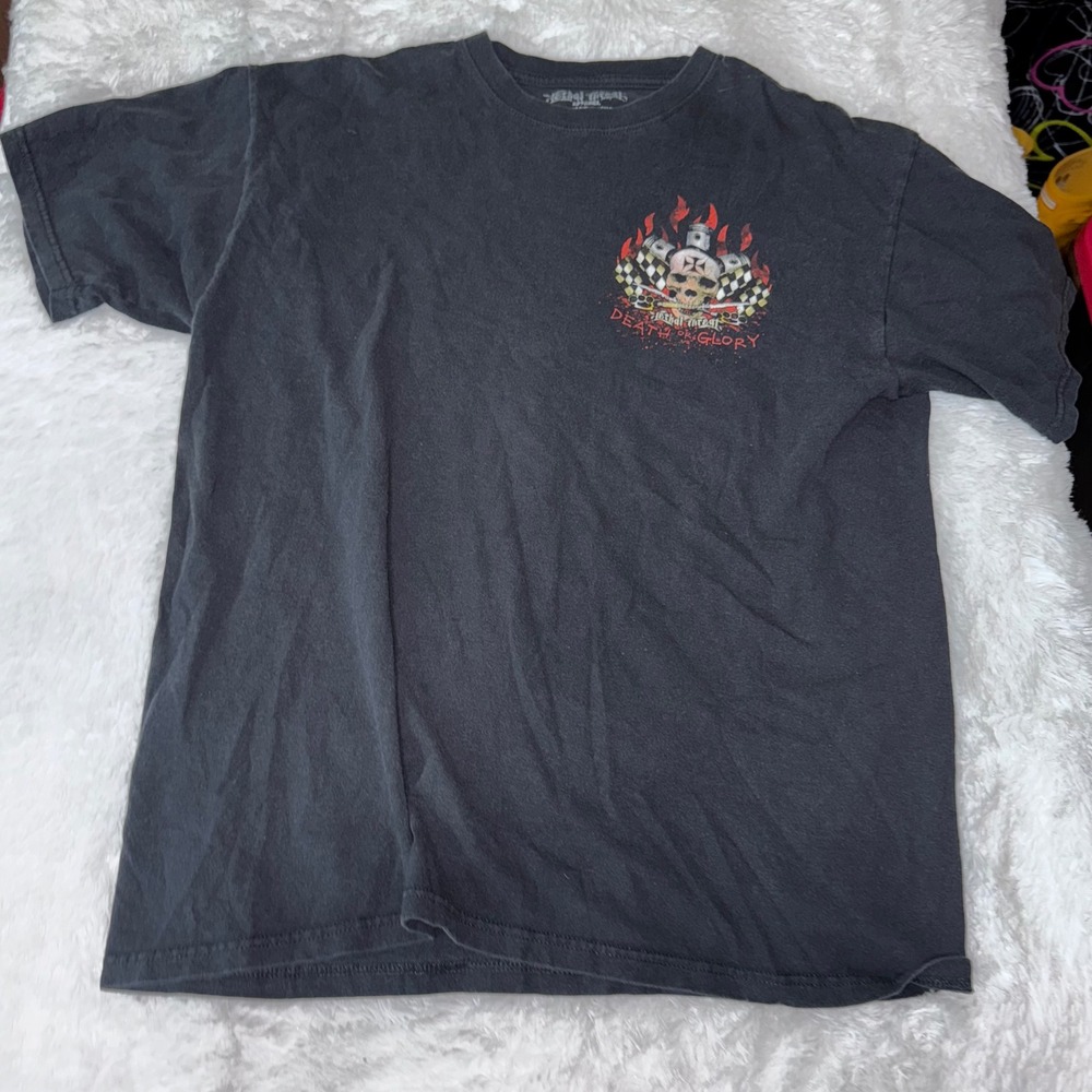 Lethal Threat Death or Glory Skull Graphic‎ T-Shirt Biker Rock Mens Large